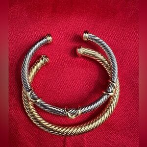 Chunky Cuffs in mixed metal tones! Set of two elegant cuff bangles.